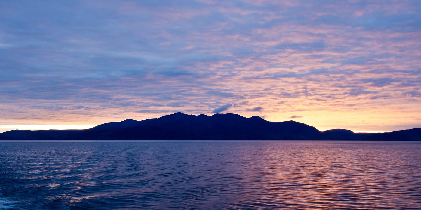 Sunset over the Isle of Arran, seen from the Ardrossan ferry.